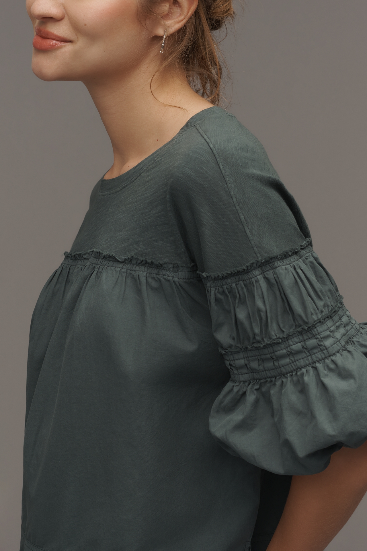 Pilcro Reworked Ruffle-Sleeve Top