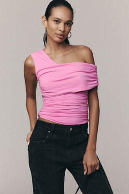 Susana Monaco Off-shoulder Ruched Tank Top In Pink