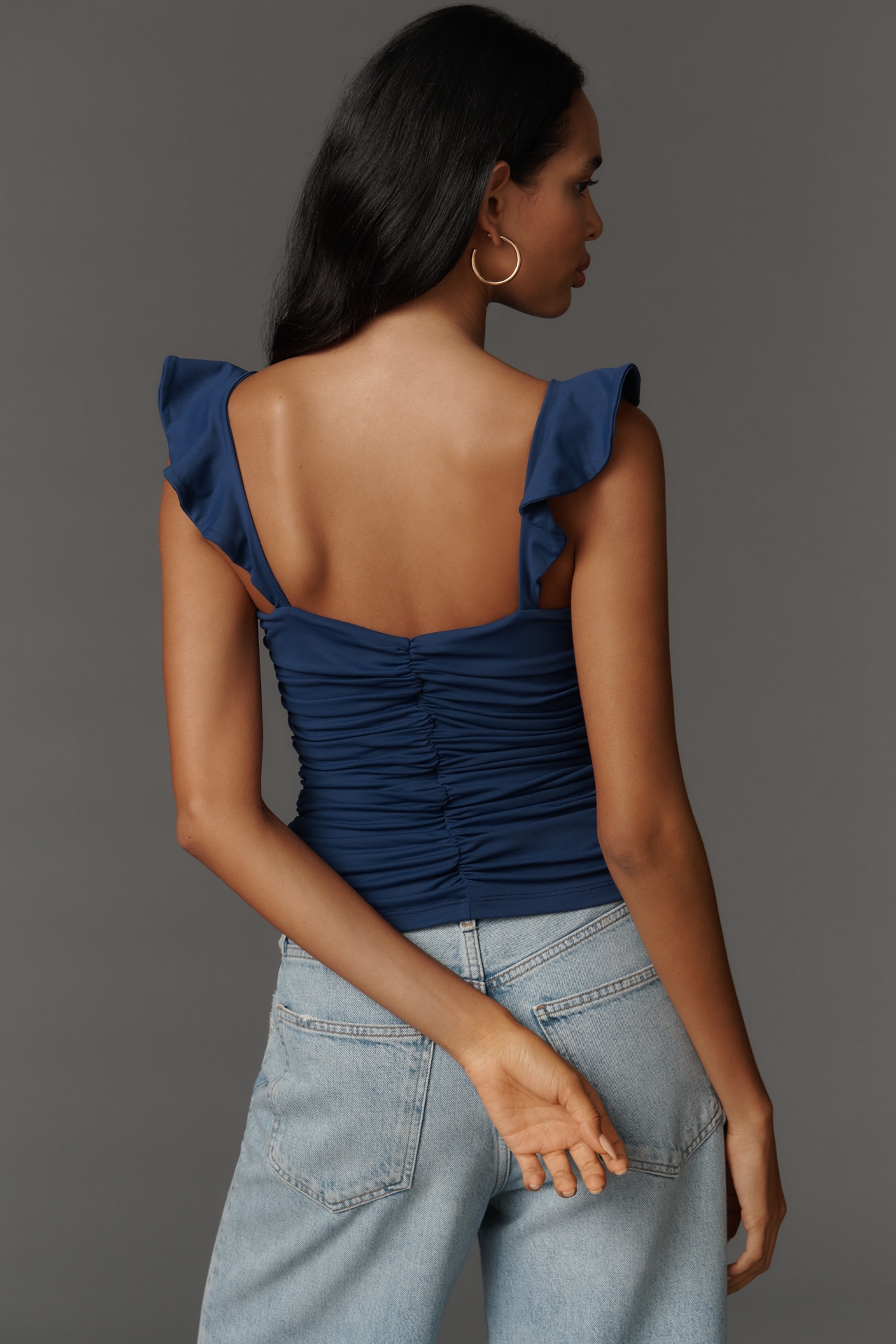 Susana Monaco Flutter-Strap Ruched Tank Top