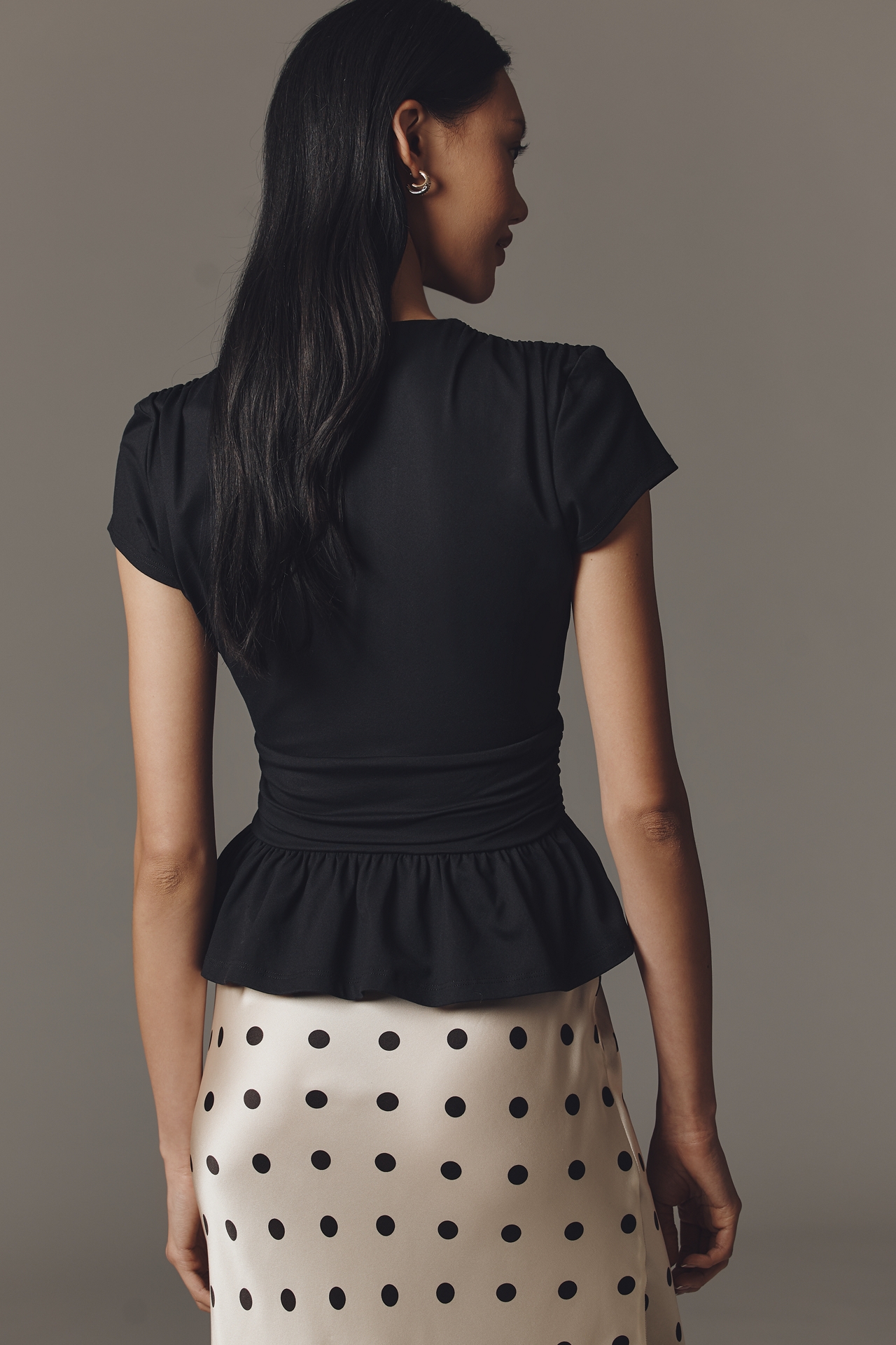 Susana Monaco Plunged Wire Peplum Top