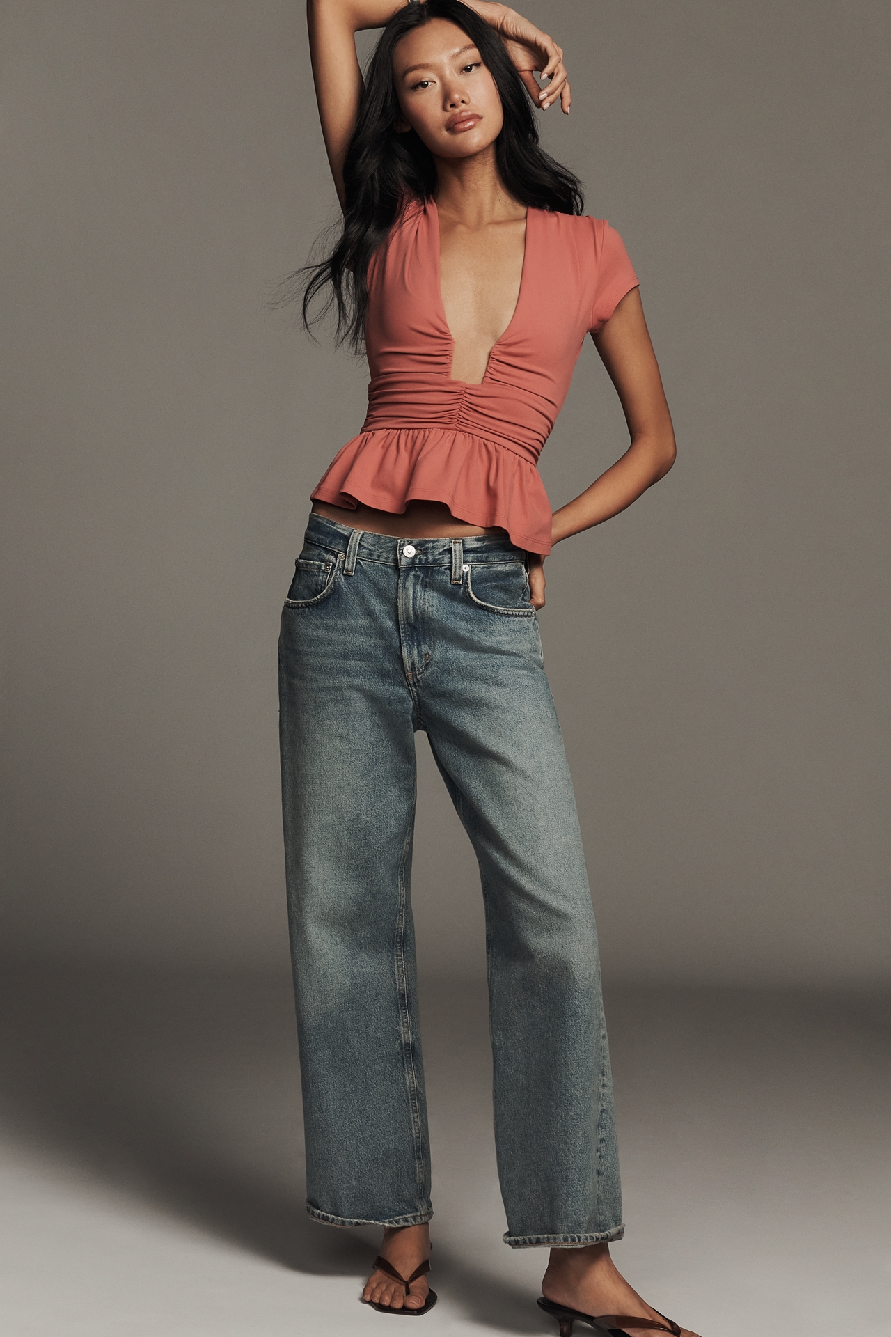 Susana Monaco Plunged Wire Peplum Top