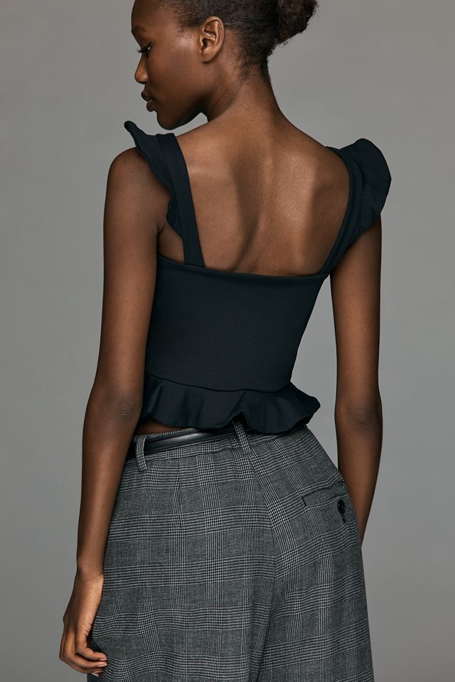 Susana Monaco Flutter-Trim Crop Top #3