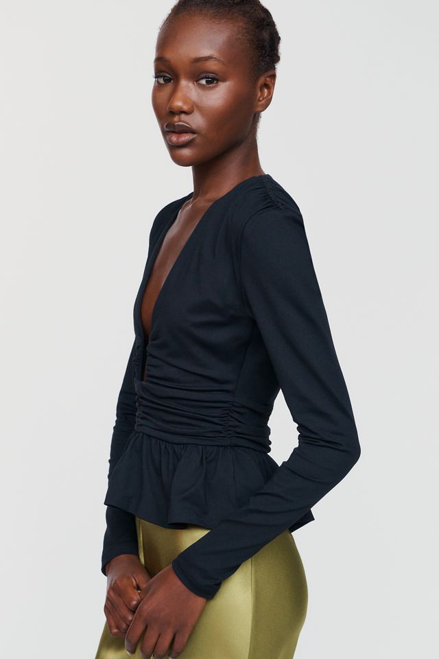 Susana Monaco Square Neck Plunge Peplum Top #2