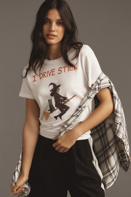 Unfortunate Portrait I Drive Stick Graphic Tee In White