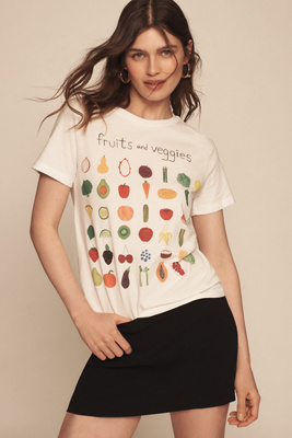 Unfortunate Portrait Fruits & Veggies Tee In White