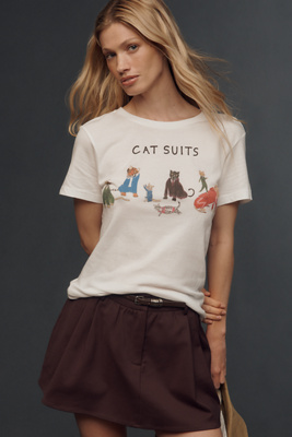 Unfortunate Portrait Cat Suits Graphic Tee In White