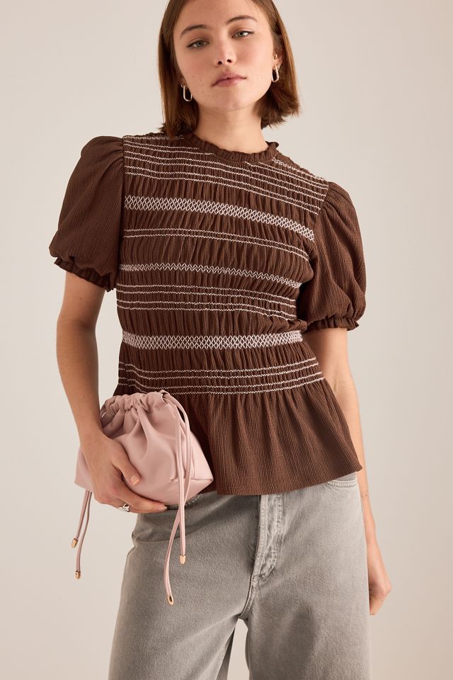Haut smocké à coutures contrastées By Anthropologie #2