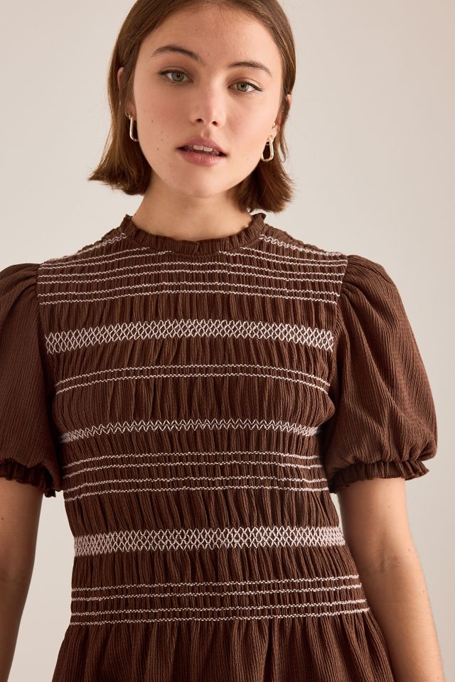 Haut smocké à coutures contrastées By Anthropologie #3