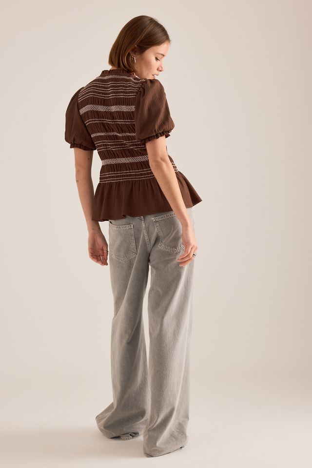 Haut smocké à coutures contrastées By Anthropologie #4