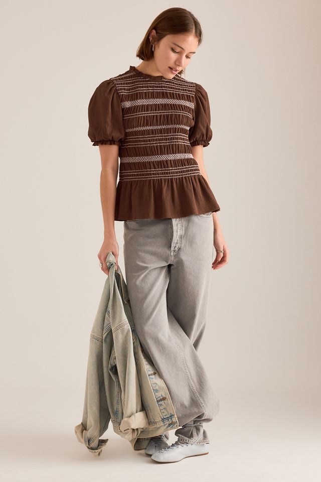 Haut smocké à coutures contrastées By Anthropologie #5