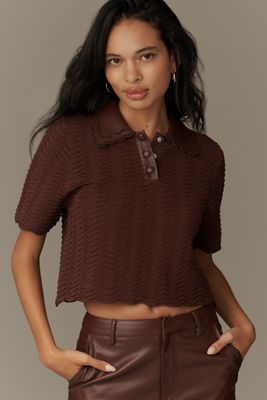 En Saison Delphine Short-Sleeve Polo Top