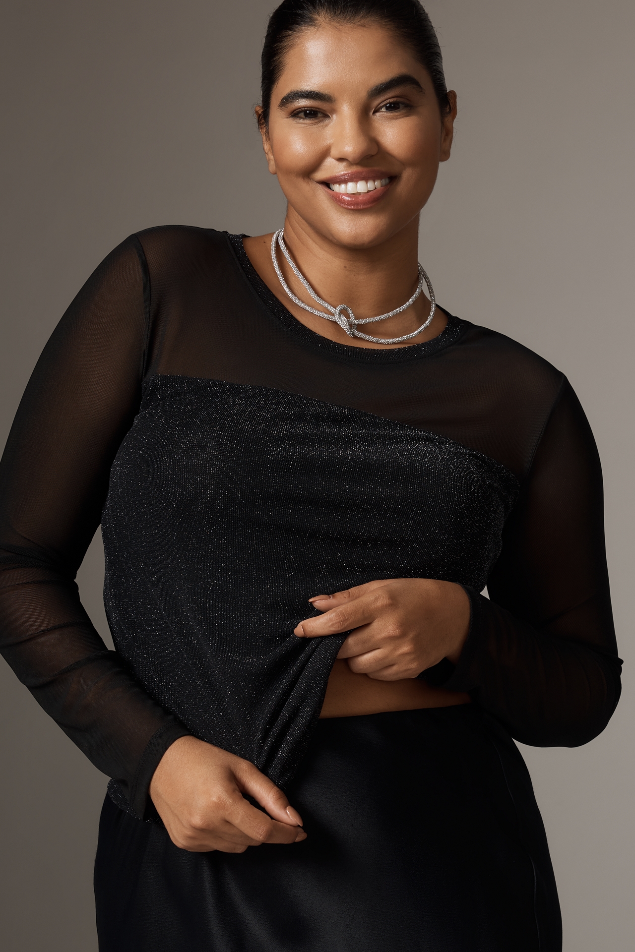 Sanctuary Plus Long-Sleeve Sparkle Top