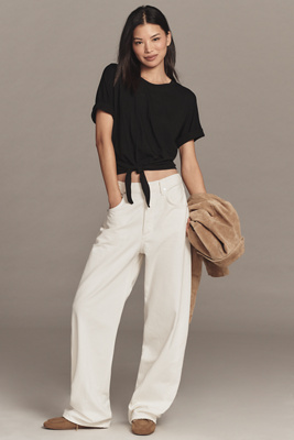 Sanctuary All Day Tie-front Tee In Black