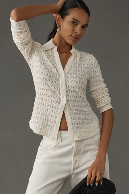 Sanctuary Dreamgirl Lace Button-up Shirt In White