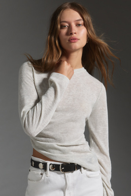 Sanctuary Long-sleeve Side-slit Tee In Grey