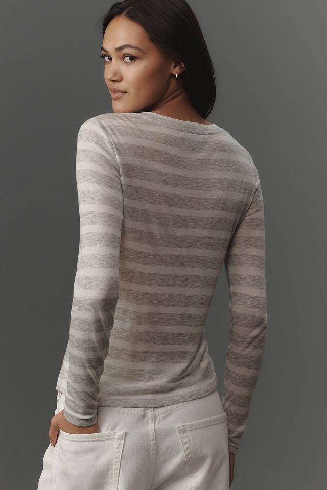 Sanctuary Long-Sleeve Crew-Neck Stripe Top #1