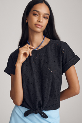 Sanctuary All Day Eyelet Embroidery T-shirt In Black