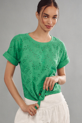 Sanctuary All Day Eyelet Tee In Green