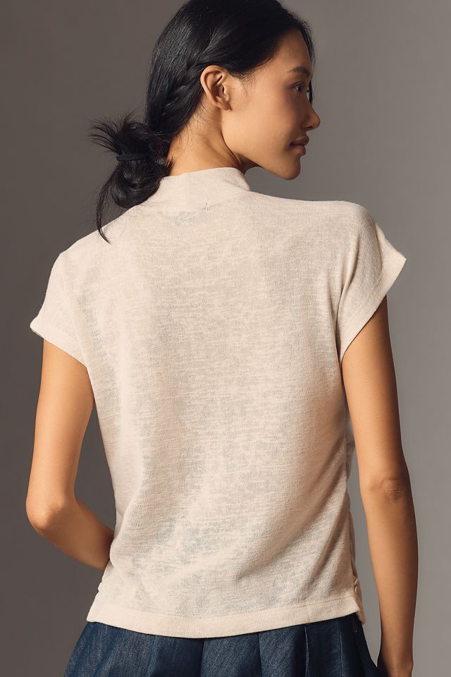 Sanctuary Cap-Sleeve Mock-Neck Draped Top #1