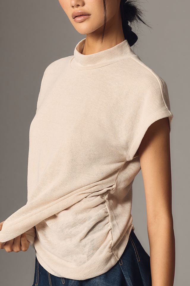 Sanctuary Cap-Sleeve Mock-Neck Draped Top #3