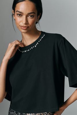 Sanctuary Embellished Half-Sleeve Cotton Tee