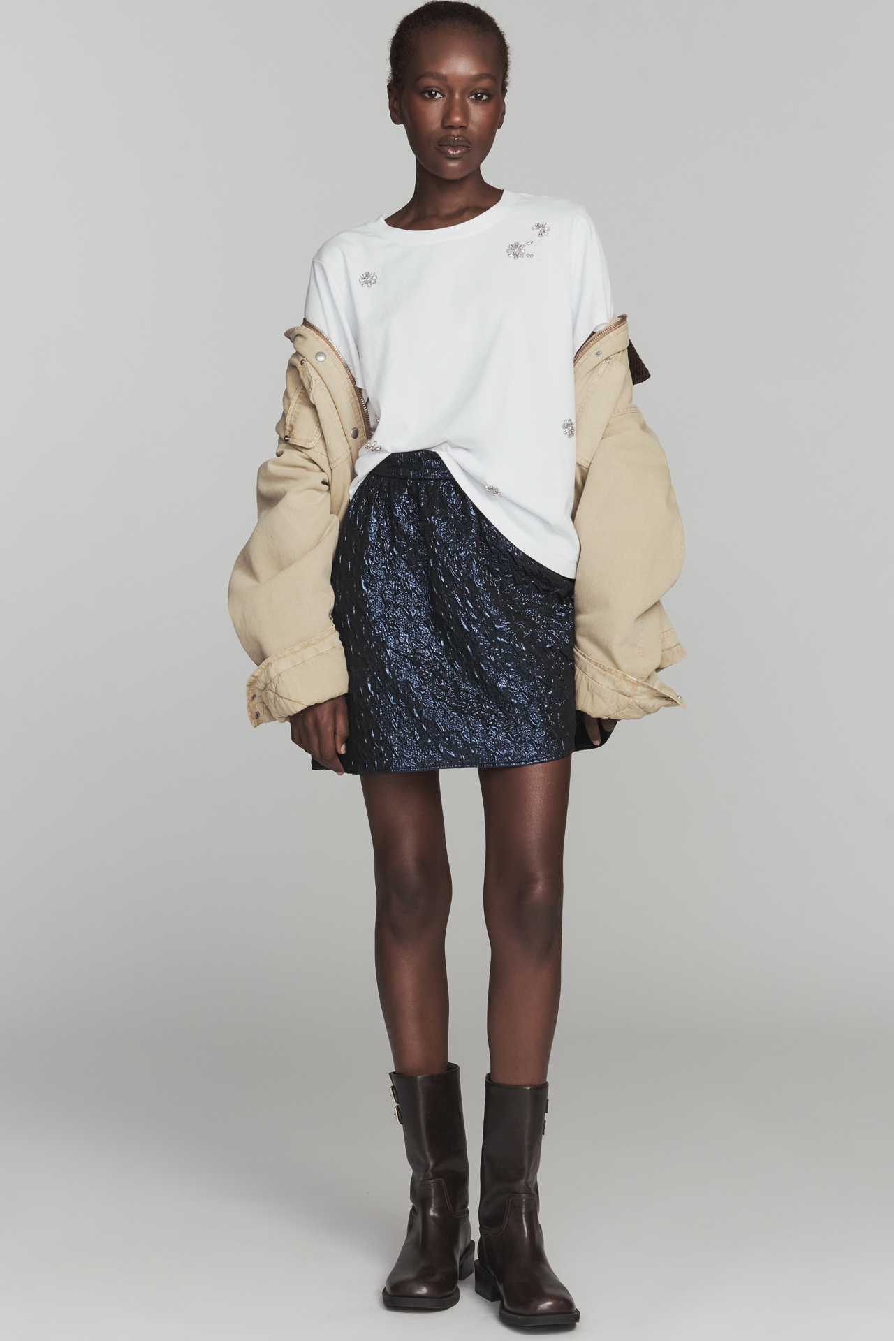 Sanctuary Crew-Neck Embellished Cotton Tee