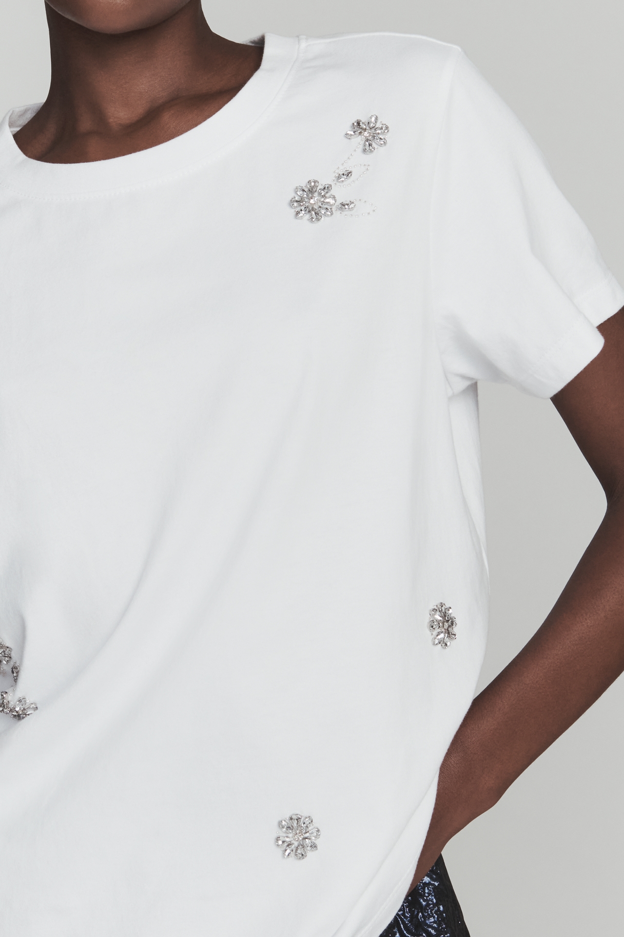 Sanctuary Crew-Neck Embellished Cotton Tee