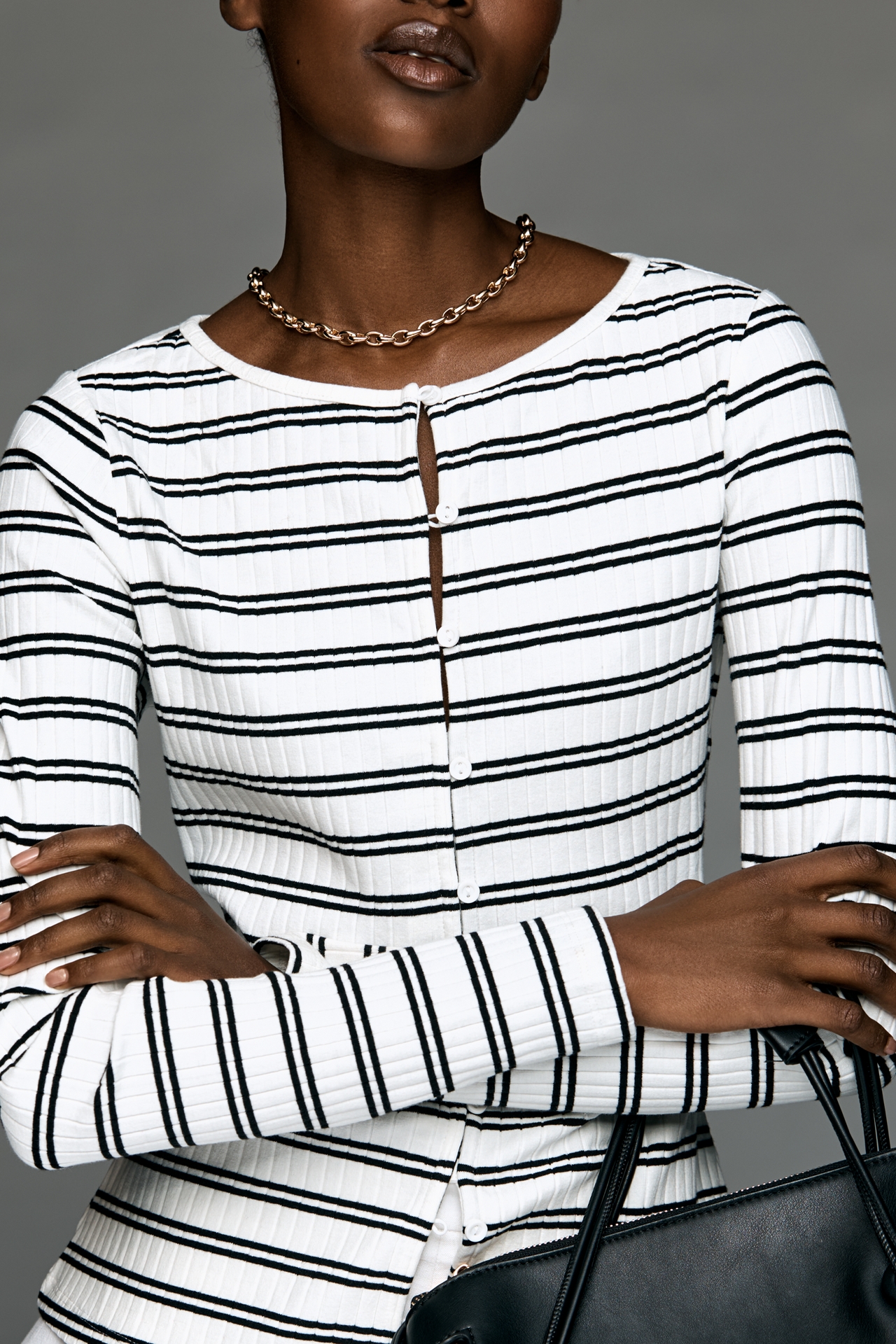 Sanctuary Cotton Button-Front Long-Sleeve Top