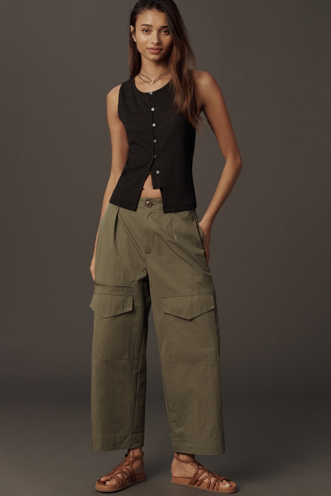 Sanctuary Textured Button Front Vest