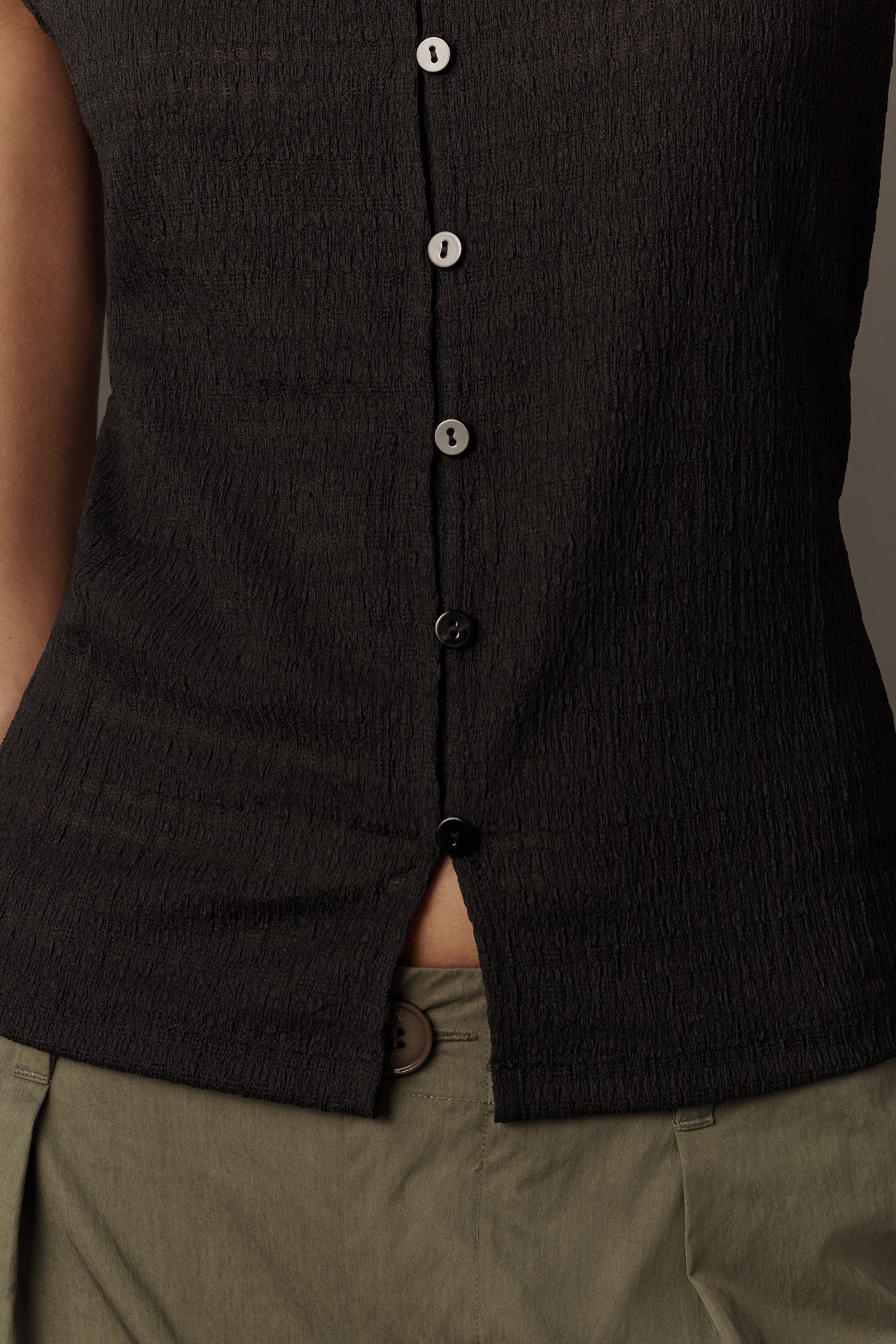 Sanctuary Textured Button Front Vest