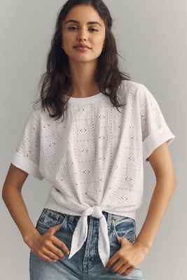 Sanctuary Eyelet Front-Tie Tee