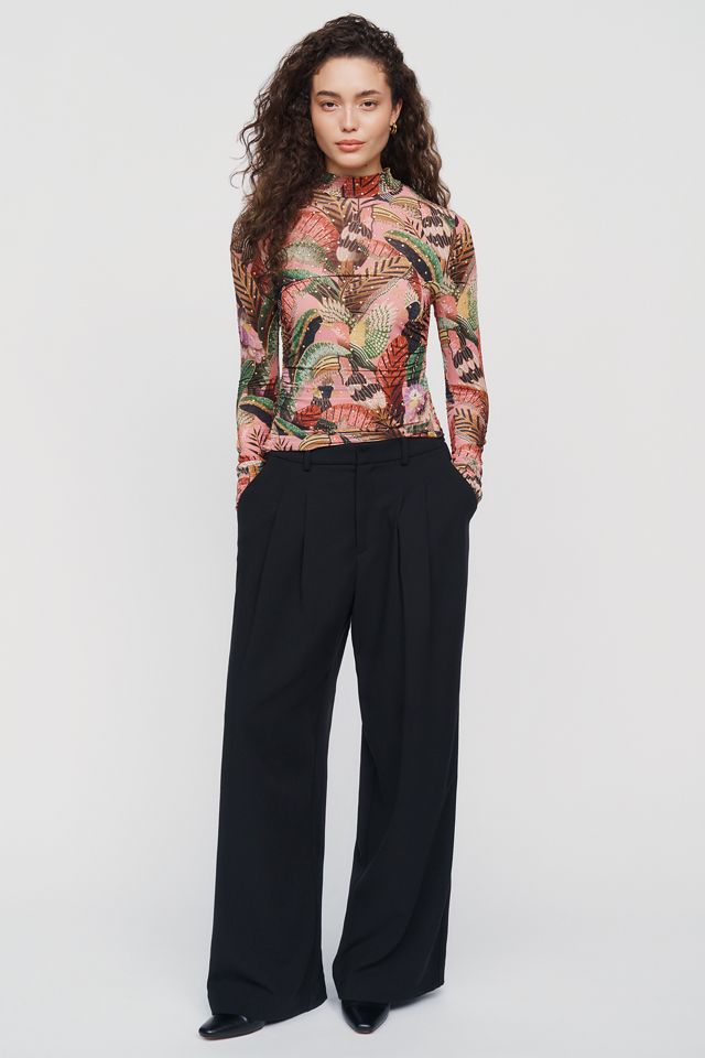 Farm Rio Artisanal Birds Mock Neck Top #2