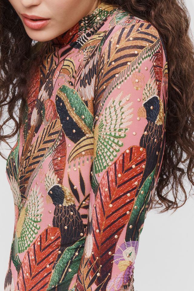 Farm Rio Artisanal Birds Mock Neck Top #3