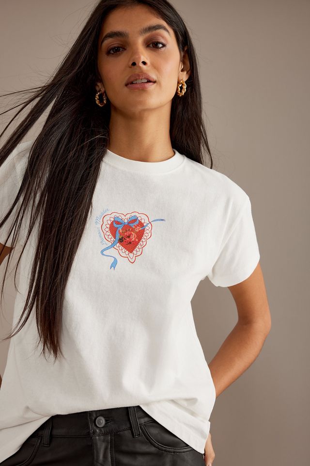 Damson Madder Valentine Heart Cotton Graphic T-Shirt