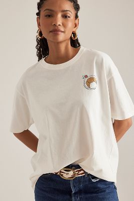 Damson Madder Breakfast Graphic Boyfriend T-shirt In White