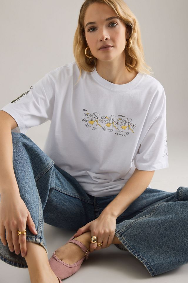 Damson Madder Sundried Washing Line Graphic Boyfriend T-Shirt