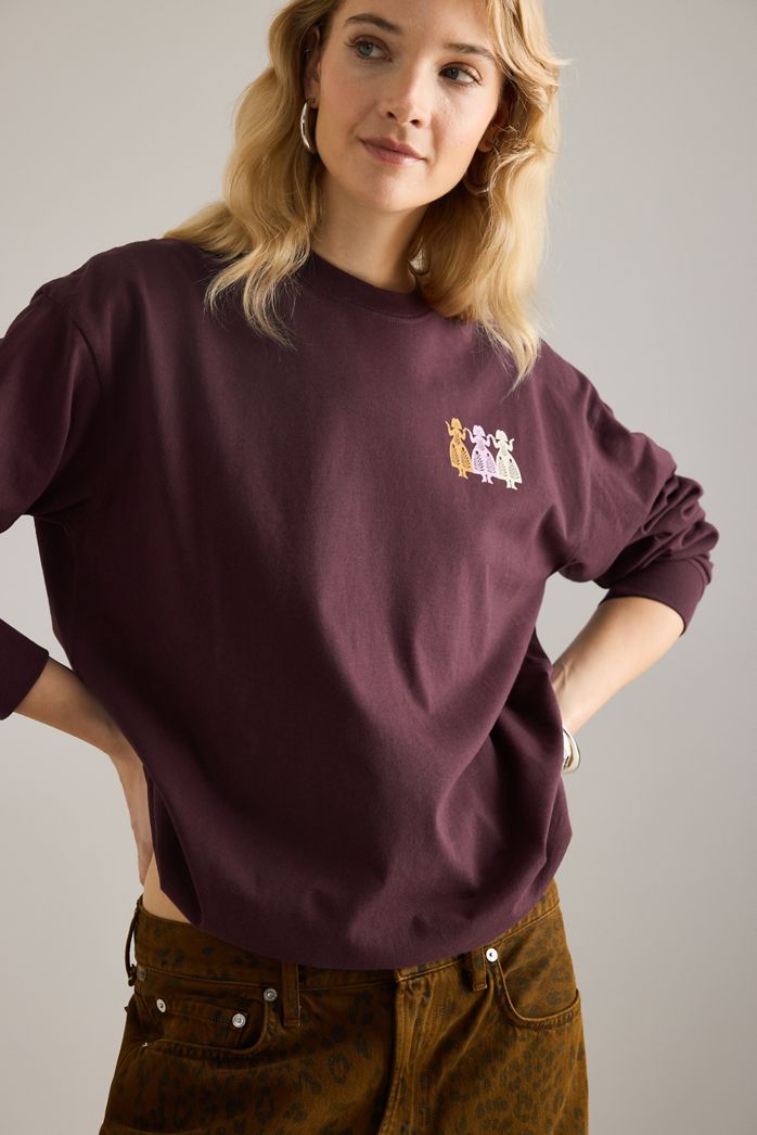 Damson Madder Paper Cut Gals Long-Sleeve T-Shirt