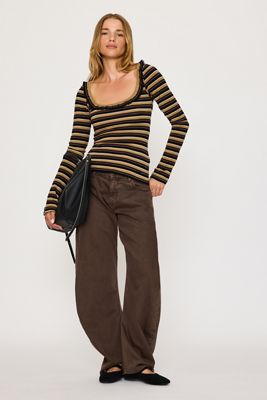 Top a Maniche Lunghe Gem Stripe Damson Madder