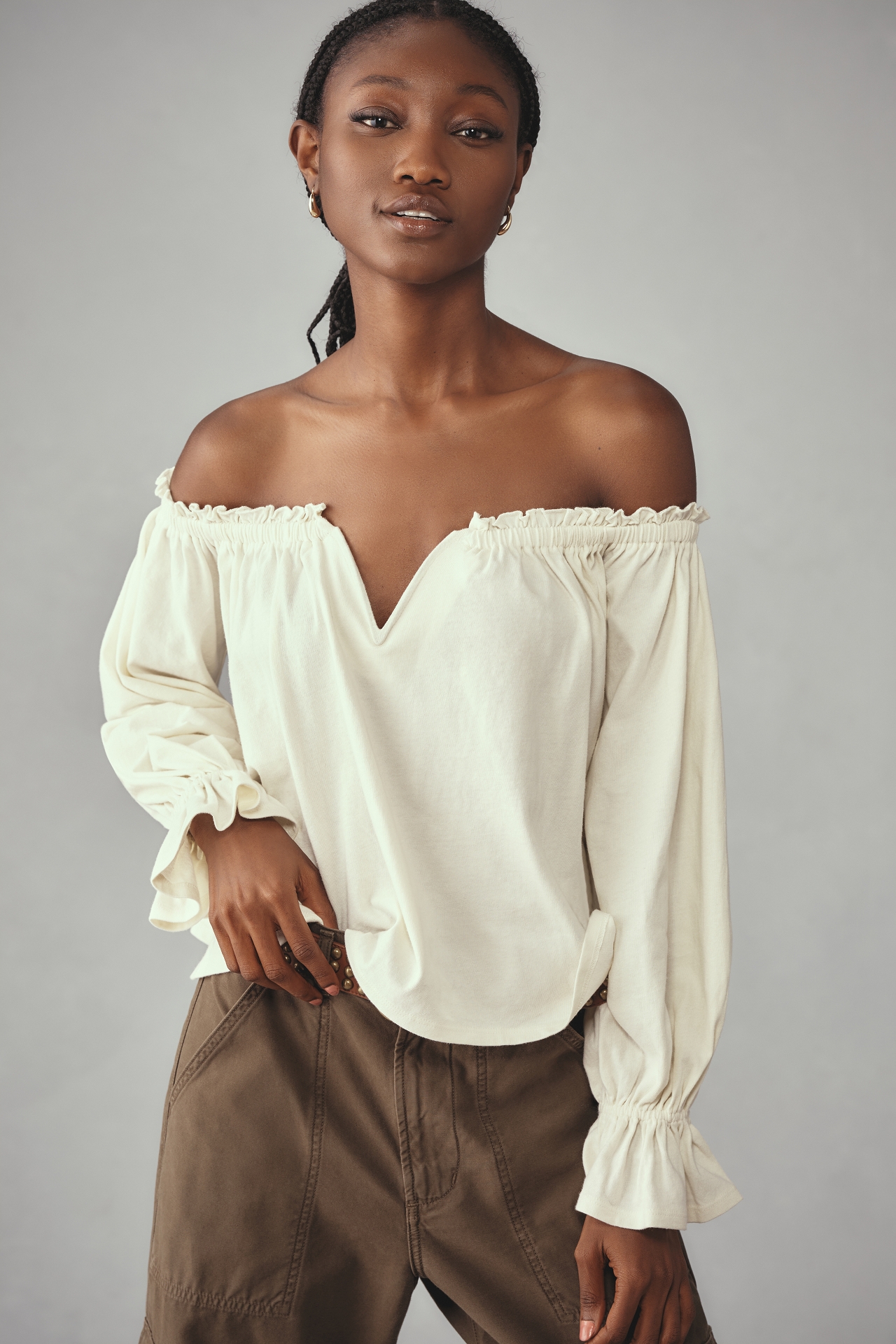 By Anthropologie Off-The-Shoulder Swing Blouse