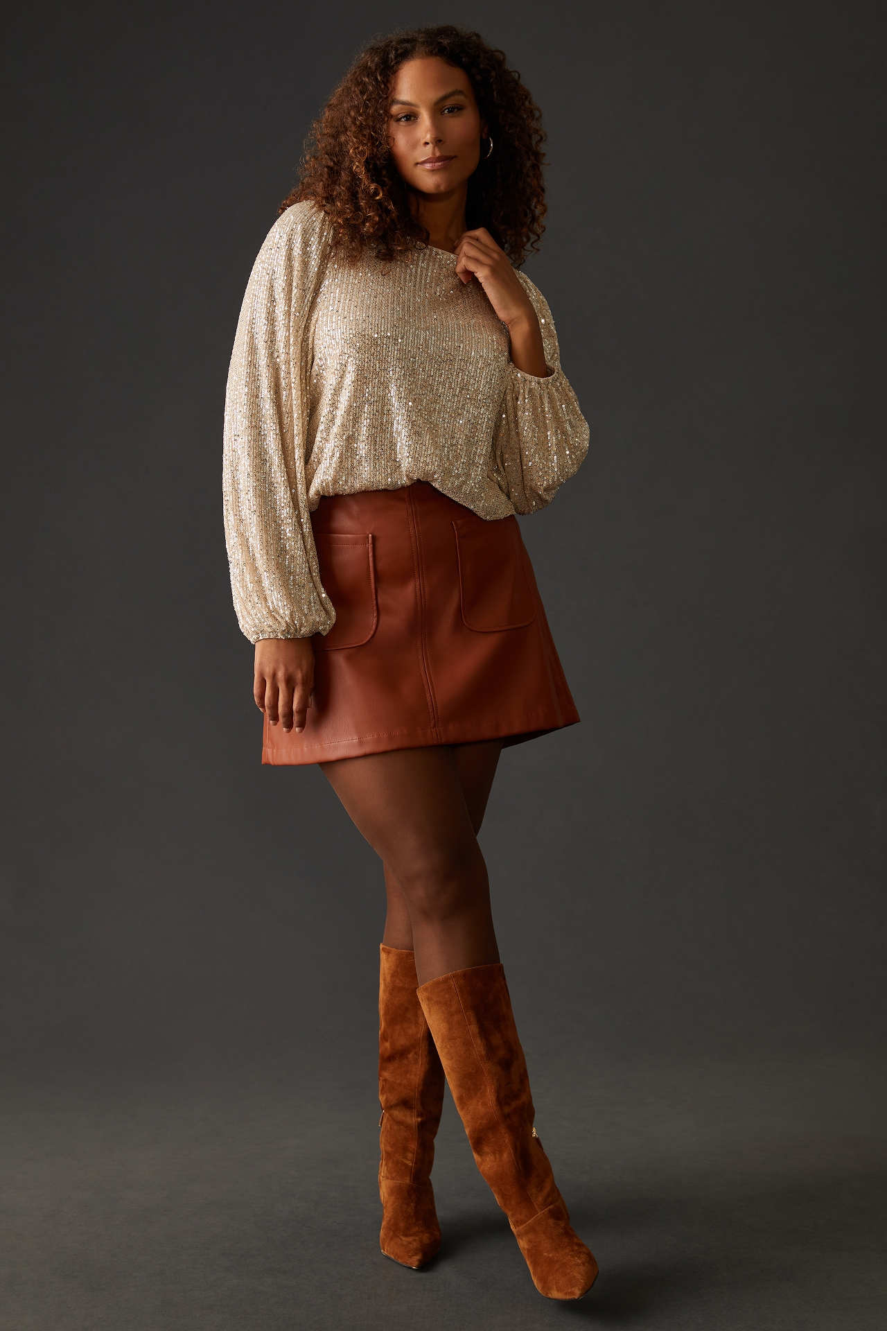 Flat White Sequin Top