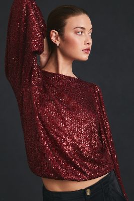 Flat White Sequin Top | Anthropologie