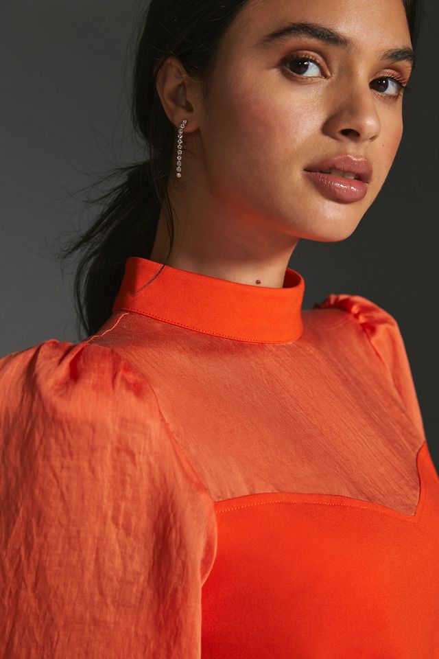 Flat White Bishop-Sleeve Blouse #3