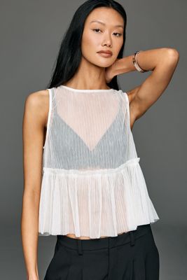 Flat White Leftie Sheer Swing Top