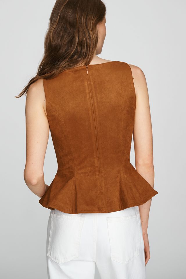 Flat White Faux-Suede Peplum Top #1