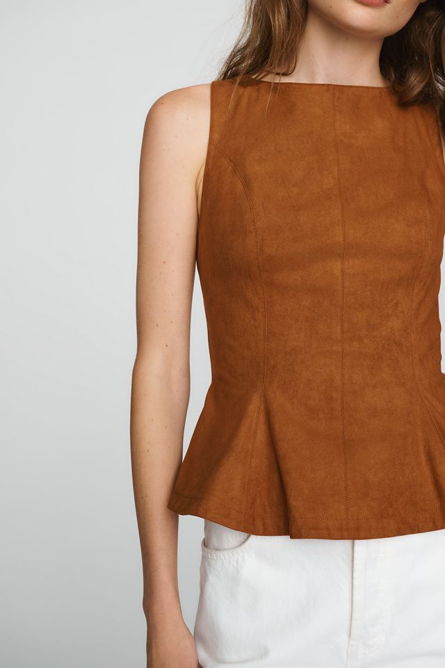 Flat White Faux-Suede Peplum Top #2