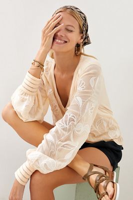 Embroidered Floral Buttondown
