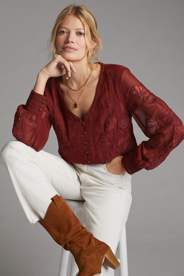 Embroidered Floral Buttondown