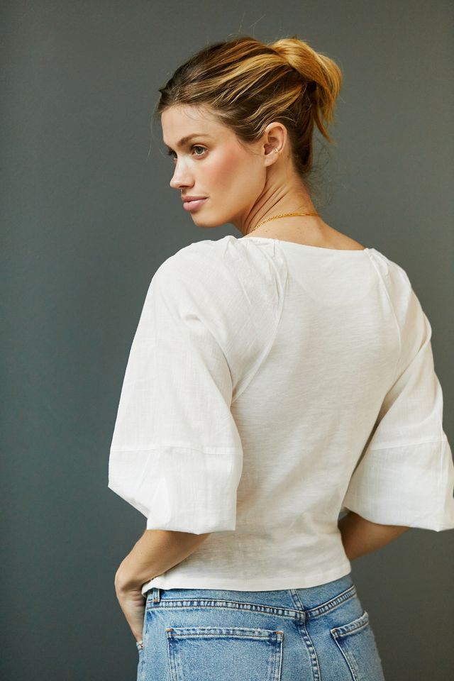 V-Neck Ruched Knit Top #2