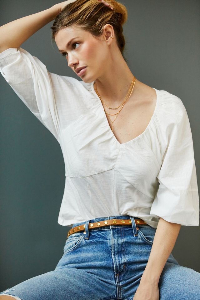 V-Neck Ruched Knit Top #3