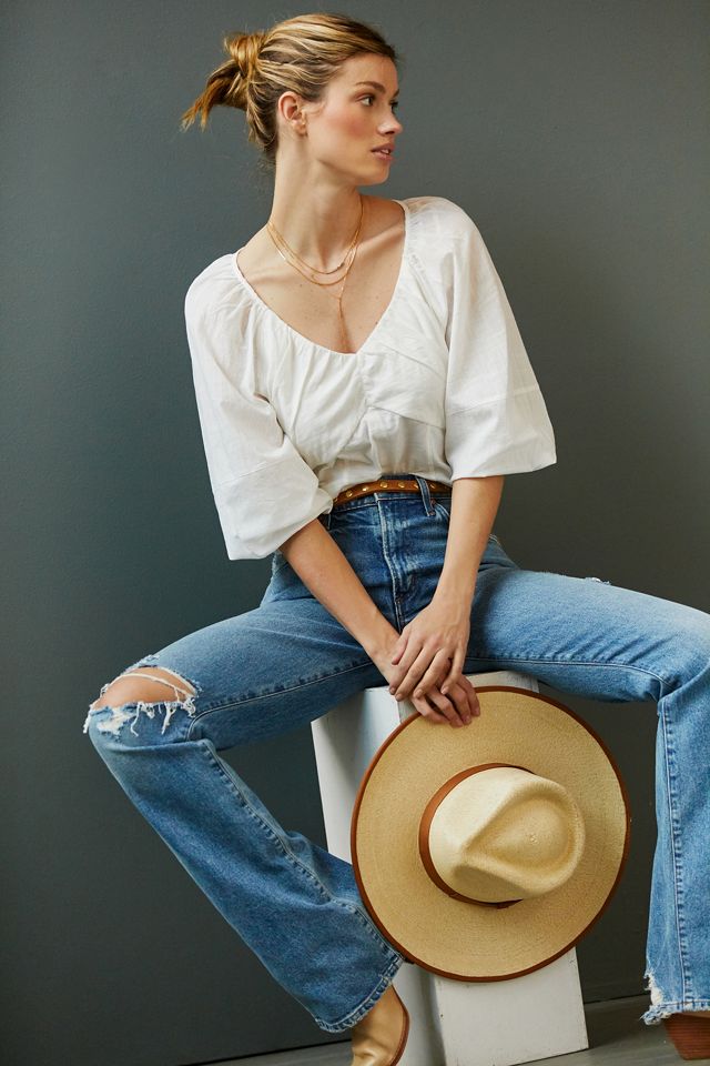 V-Neck Ruched Knit Top